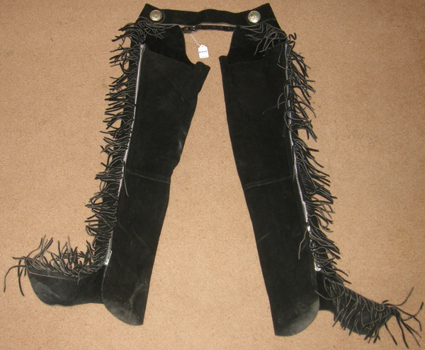 Chaps Western Cuir Franges Conchos – Taille 40 Vintage – Homme